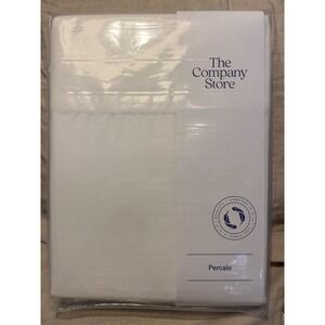 The Company Store Classic Cool Percale Bed Sheet Set Twin Size White NEW 50652LR